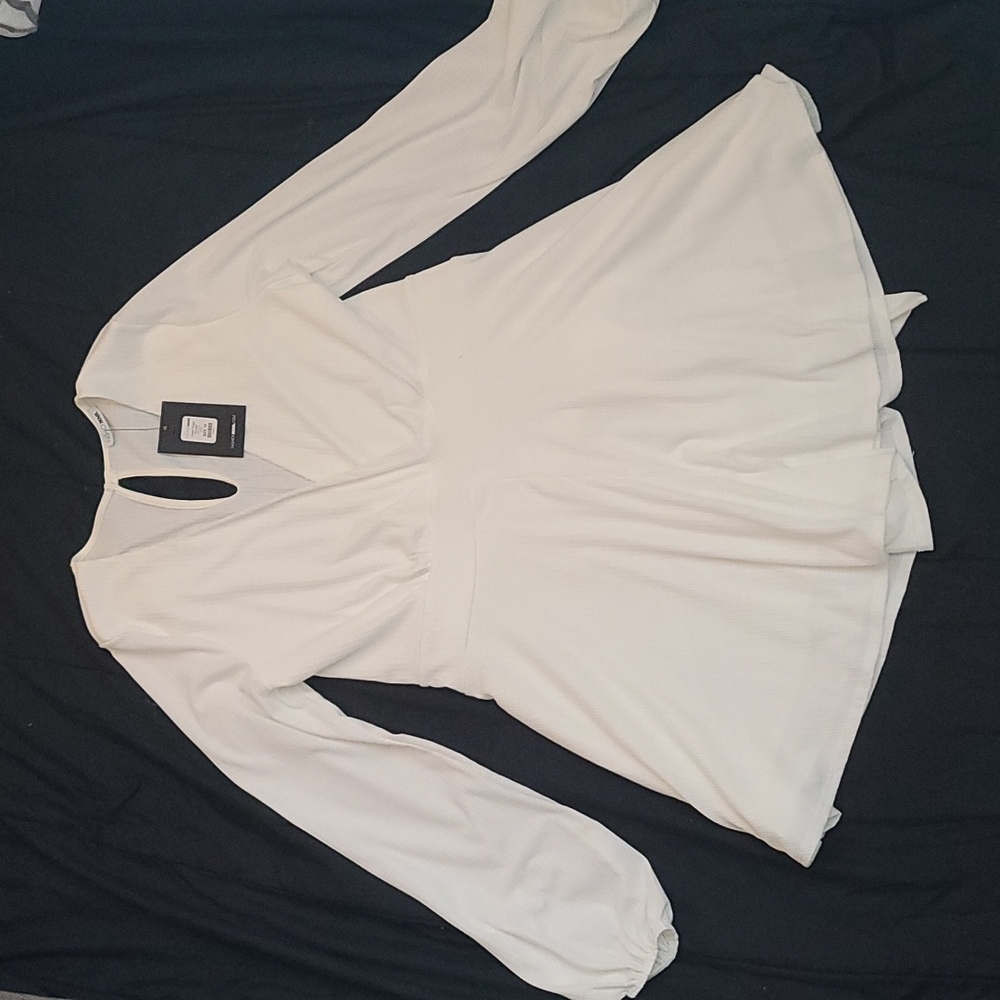 New Fashion Nova Curve 1X White Long Sleeve Romper